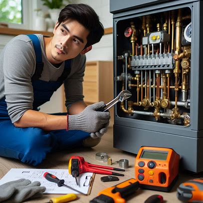 plumber working with tools laid out
